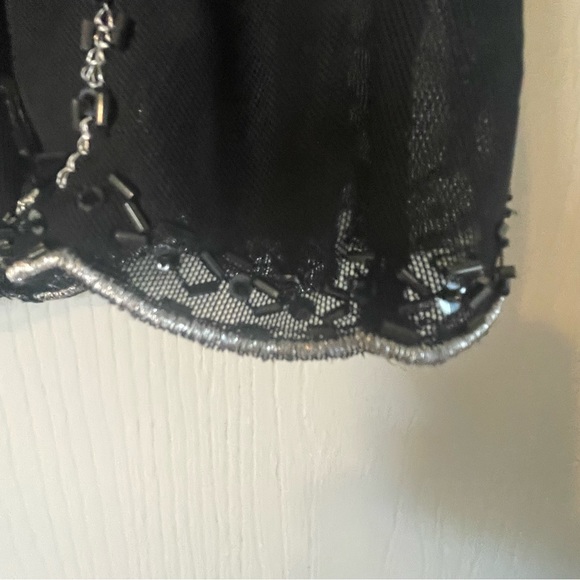 Express Women's 8 Short Black Sequin Skirt Gem Details Y2K Goth Whimsy Goth NWT - Picture 3 of 7